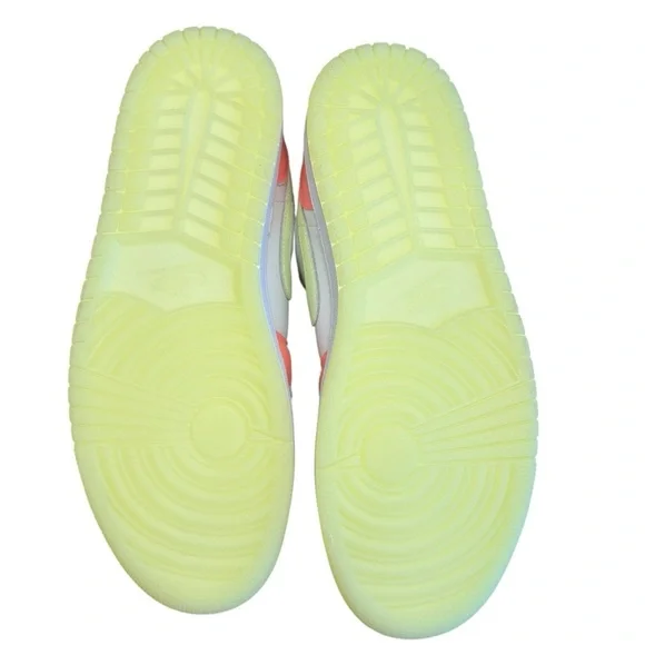 Nike Air Jordan 1 Low SE sneakers. Lava Glow, Barely Volt, & White. Mens Size 11
